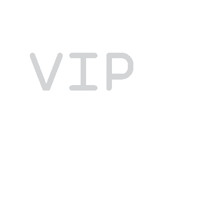 White outline of a VIP card with "VIP" in light gray text on a black background.