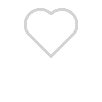 White outline icon of two cupped hands holding a heart symbol against a black background.